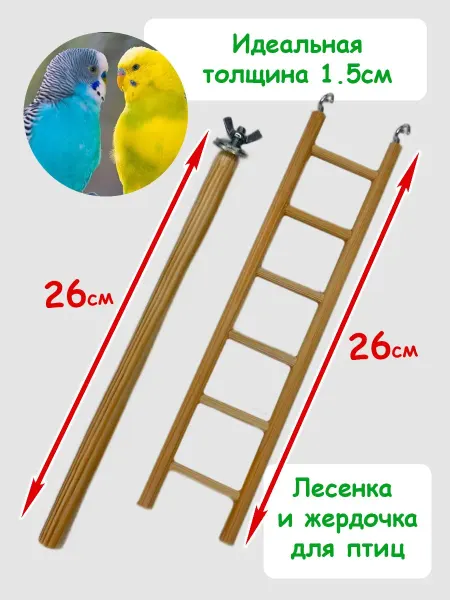 MIKA Жердочка и лесенка для попугаев и птиц