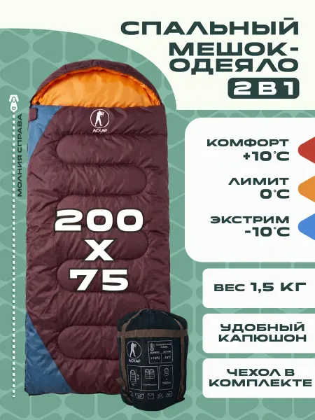 Туристический мешок спальный 200х75 спальник -10°С