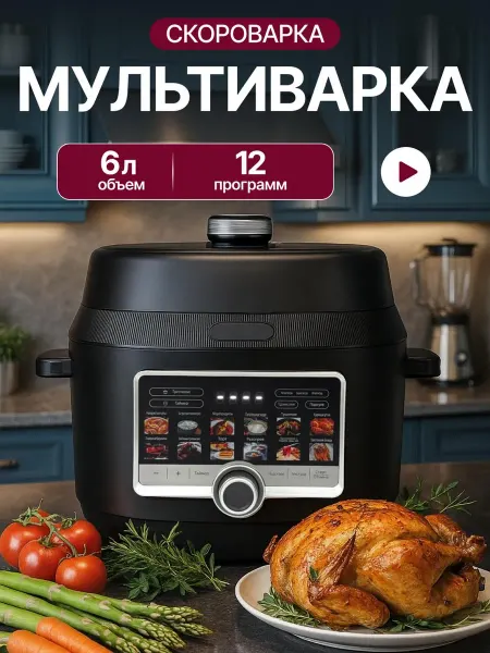Alima_style Мультиварка скороварка 6 литров электрическая с давлением