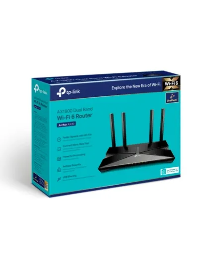 Роутер TP-Link Archer AX20 Wi-Fi 6, AX1800, Dual Band, гигабитные порты, USB