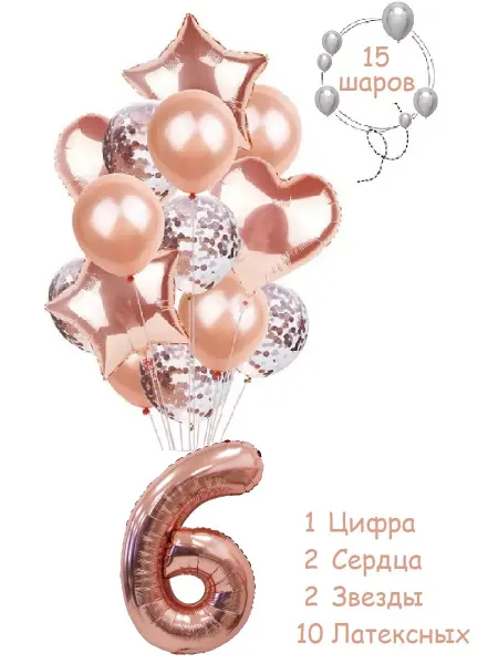 Balloon night Набор шарики воздушные для фотозоны с цифра 6 лет