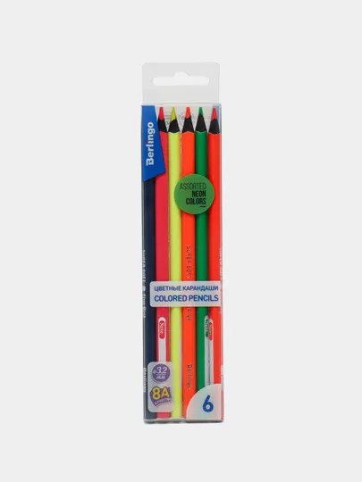 Карандаши цветные флуоресцентные Berlingo "SuperSoft. Fluo", 6 цв