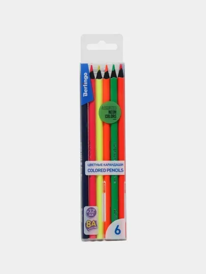 Карандаши цветные флуоресцентные Berlingo SuperSoft, 6 цветов