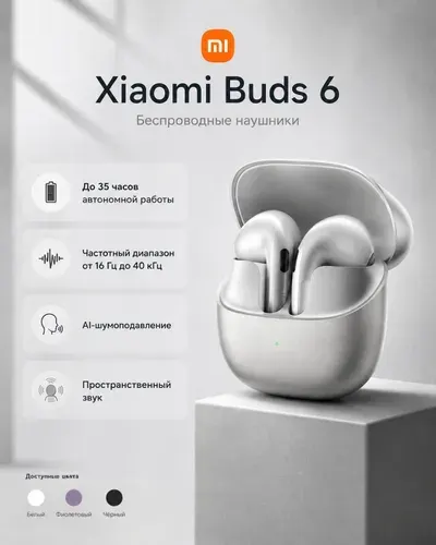 Беспроводные наушники Xiaomi Buds 6 BHR08OHGL, серый