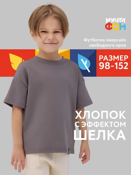 МУЛЬТИФАН Детская футболка оверсайз "Лэйк" Серая Чайка
