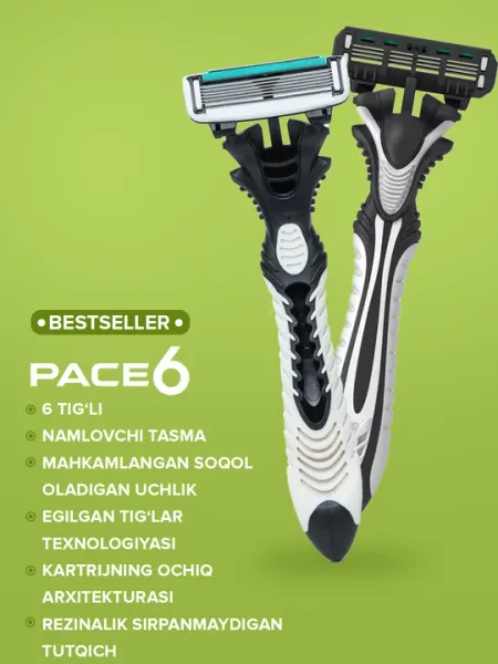 Бритва одноразовая DORCO PACE 6, в мягкой упаковке, 1 шт