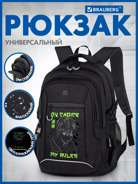 Brauberg Рюкзак школьный спортивный городской для подростков аниме