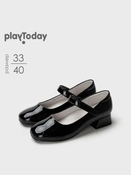 PlayToday Туфли подростковые школьные с каблуком нарядные на сменку