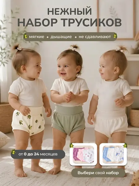 Тайсёнок Трусики для новорожденных набор 3 штуки