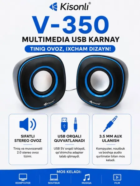 Колонки для компьютера Kisonli V-350 6 Вт
