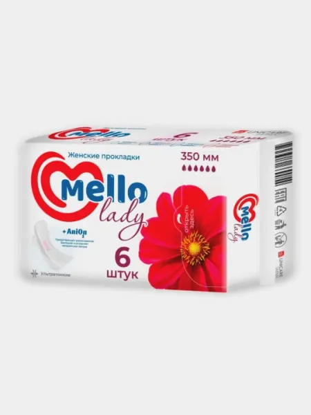Женские гигиенические прокладки Mello lady 6, размер 350 мм, 6 шт