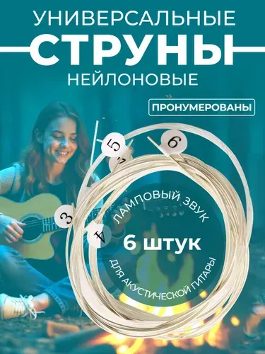 Струны нейлоновые Nylon для классической гитары, комплект из 6 струн