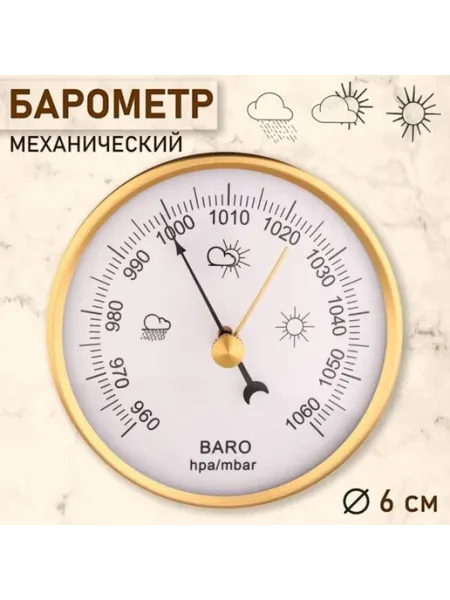 PaintEra Механический настенный барометр с золотой рамкой 6 см