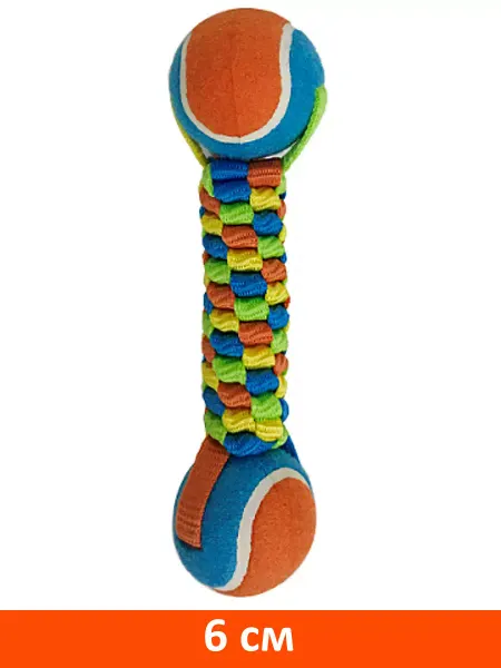 PETPARK Игрушка Плетенка с двумя мячами для собак 6 см