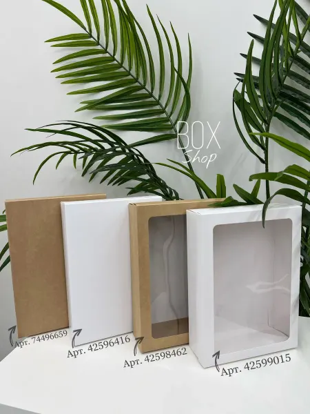 BOX Shop Подарочная коробка с прозрачной крышкой 26х26х8 см 3 шт