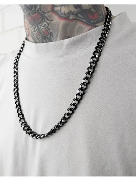 HomeStuffAccessories Мужская цепочка базовая 60 см звено 7 мм черная