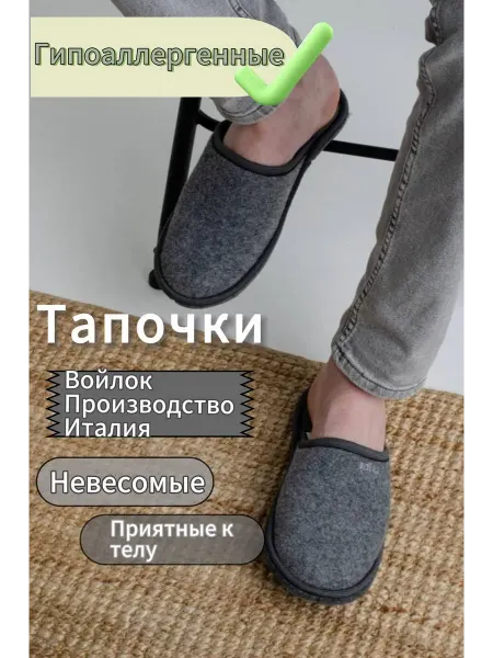 Adisi Тапочки мужские войлочные закрытые