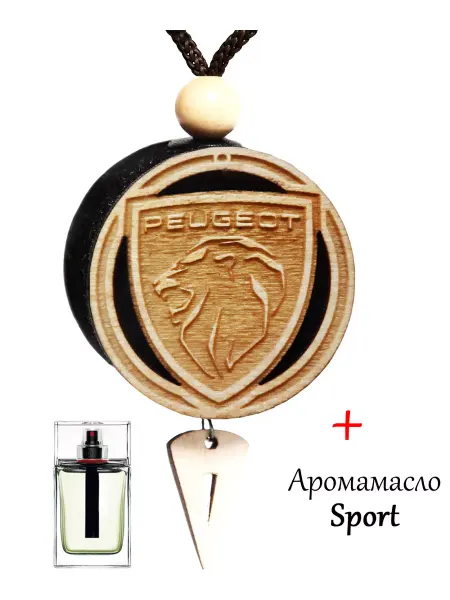 Аромасентир Деревянная подвеска в Peugeot, аромат Sport (Homme)