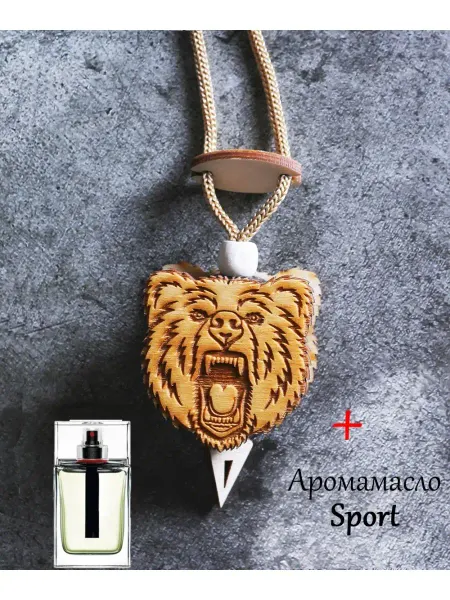 Аромасентир Деревянная подвеска в Медведь, аромат Sport (Homme)