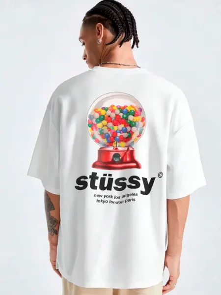 ПОП КУЛЬТУРА Оверсайз футболка с принтом Stussy
