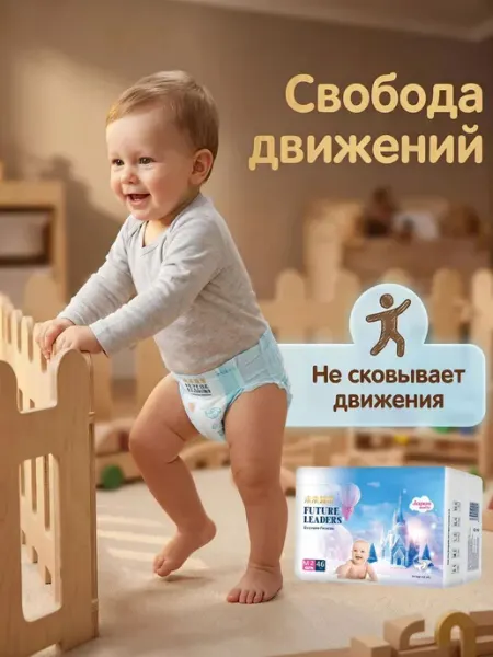 FUTURE LEADERS Детские подгузники на липучках 6-11 кг №2 M 46 шт