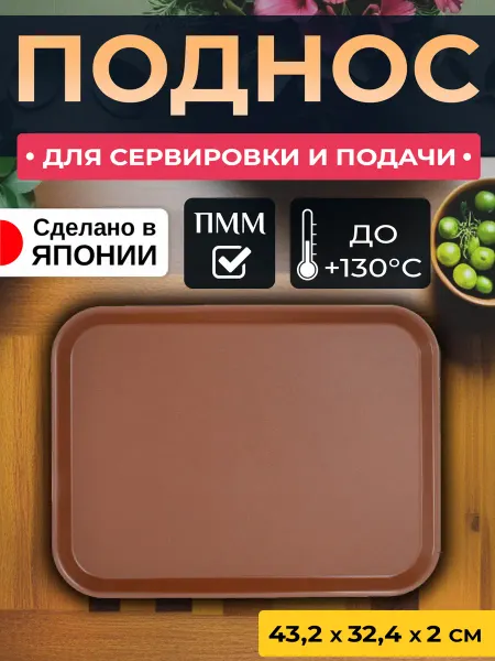ENTEC Поднос пластиковый прямоугольный 43,4х32,6х2 см