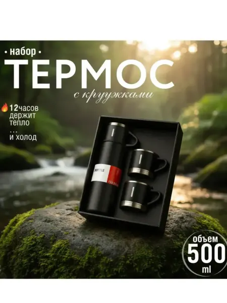 Renovamen Термос набор с тремя кружками 500мл