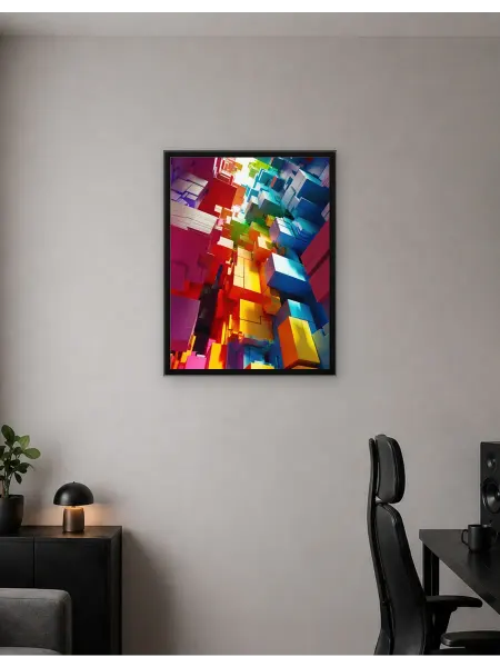 Postersbase Арт-постер Геометрическая раарка - разноцветные кубики 30x40
