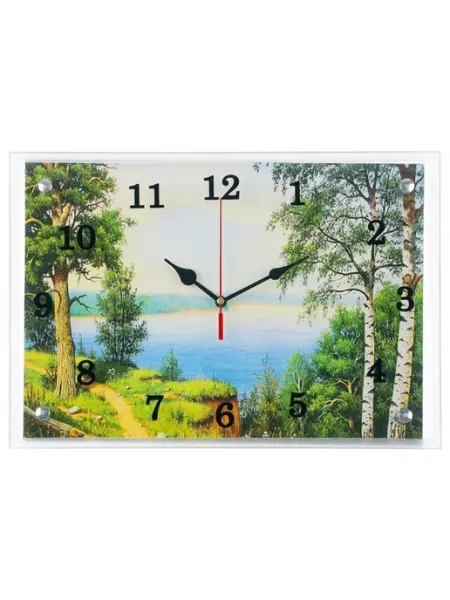 Сюжет Настенные часы-картина "Озеро", бесшумные, 25x35 см
