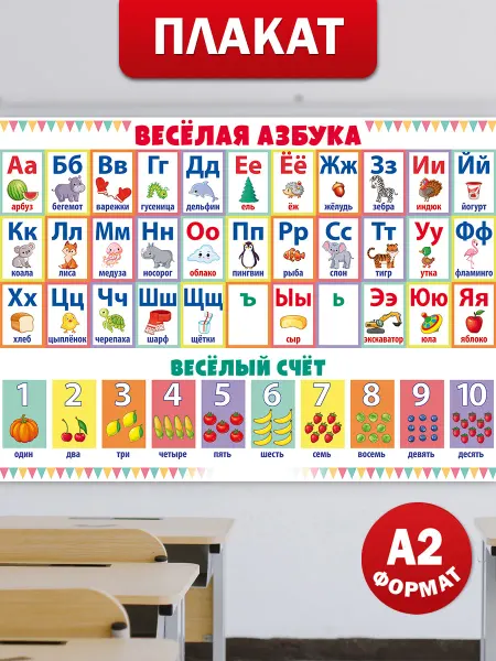 ТМ открытая планета Плакат Азбука по русскому языку для оформления школы