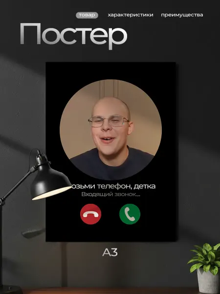 ВсеНаклейки Постер плакат метлин алексей возьми телефон детка мем