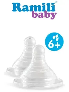 Две соски для бутылочек с широким горлышком Ramili Baby BT100LX2 быстрый поток (6+)