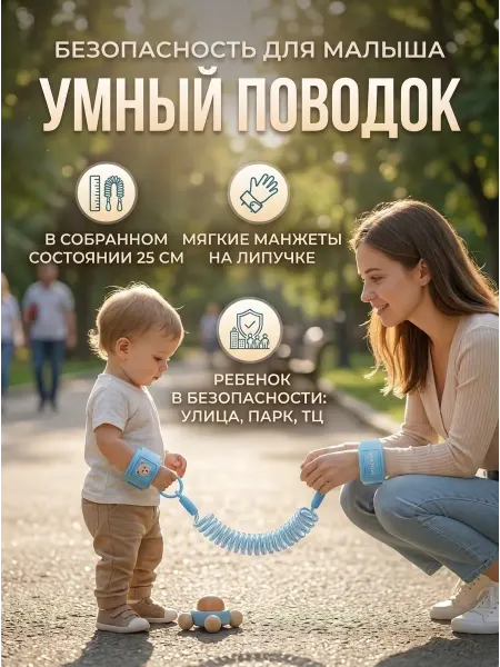 ФюрPro Вожжи поводок для детей с креплением на запястье