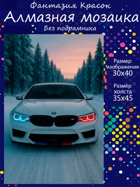 Фантазия красок Алмазная мозаика BMW зима