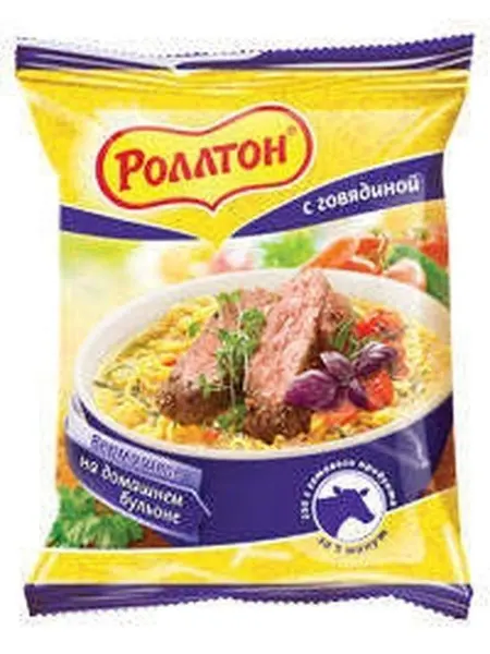 Лапша быстрого приготовления Роллтон с говядиной, 60