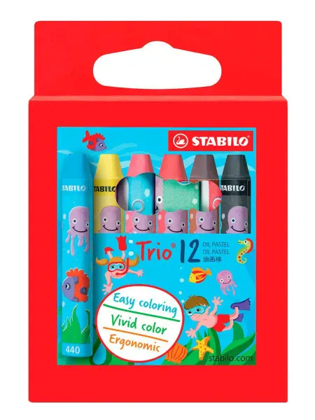 STABILO Масляная пастель Trio трехгранная, 12 цветов