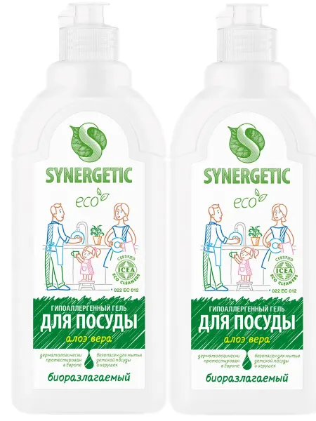 SYNERGETIC Средство для мытья посуды 500мл. * 2