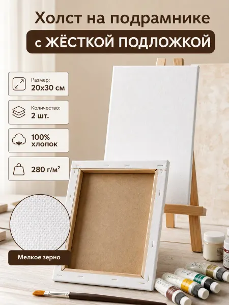 AvalonDecor Холст для рисования на подрамнике набор 2 шт. 20х30 см