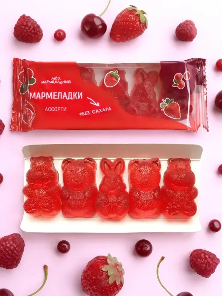 Мой Мармеладный Мармелад без сахара натуральный Ассорти для детей 60 г