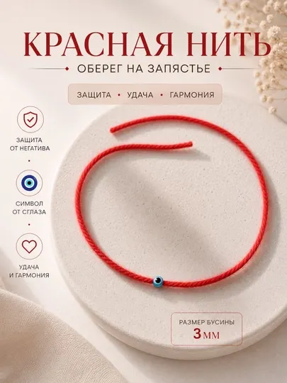 Красная нить браслет-оберег на удачу