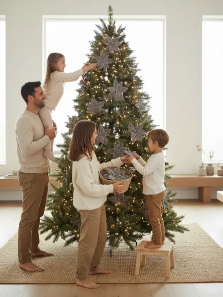 MERRY GREEN Цветок искусственный декоративный новогодний, НАБОР 3шт