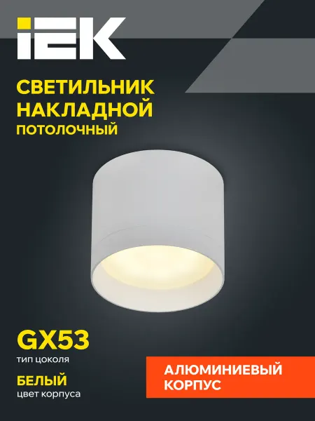 Iek Светильник накладной потолочный спотовый точечный GX53 белый