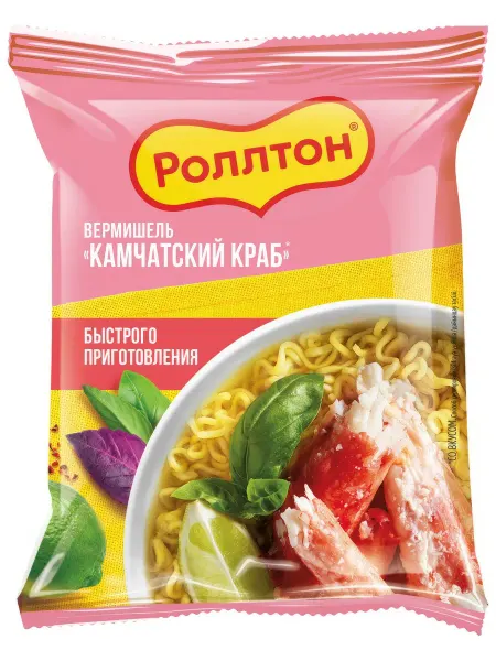 Роллтон Вермишель быстрого приготовления Камчатский краб, 60г