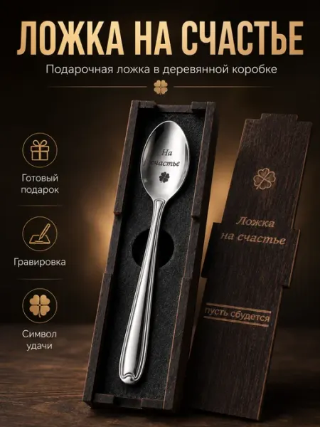 Сувенирная ложка на счастье в подарок