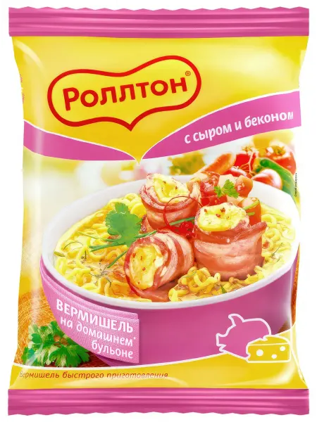 Роллтон Вермишель быстрого приготовления сыр-бекон, 60г