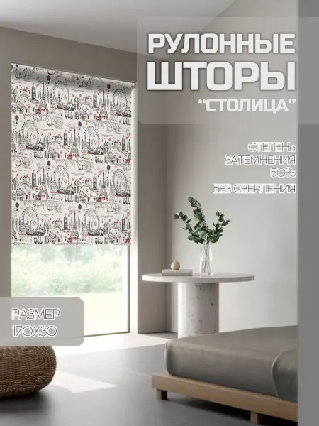 Жалюзи шторы Рулонная штора на окна Столица 30 см