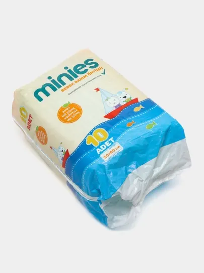 Пеленки впитывающие одноразовые детские Minies, BPA Free, безопасные, 10 шт, 60 * 60см