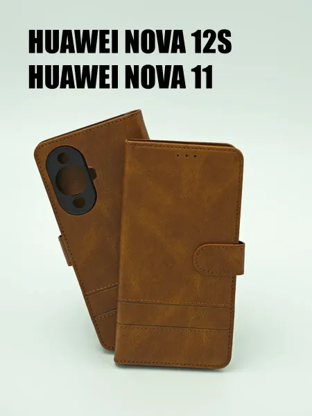 Not typical Чехол на Huawei Nova 12S и Nova 11 книжка коричневый