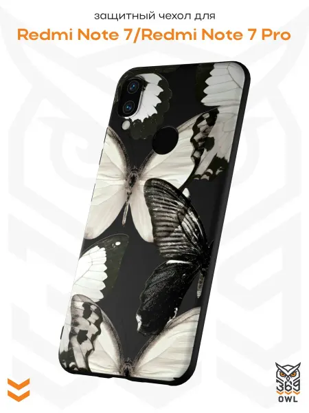 OWL369 Чехол на Xiaomi Redmi Note 7 с принтом Бабочки