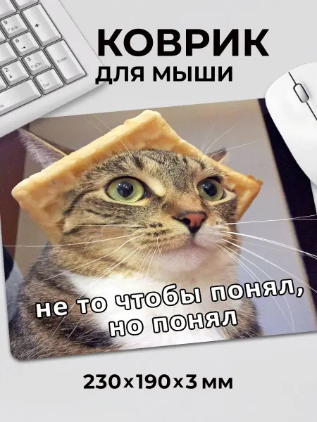 Дари! Коврик для мышки с приколом мем котик Не то чтобы понял но